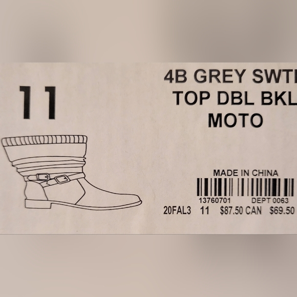 NWT TORRID Gray Faux Leather Sweater Top Trim Boots Size 11WW - Picture 4 of 8